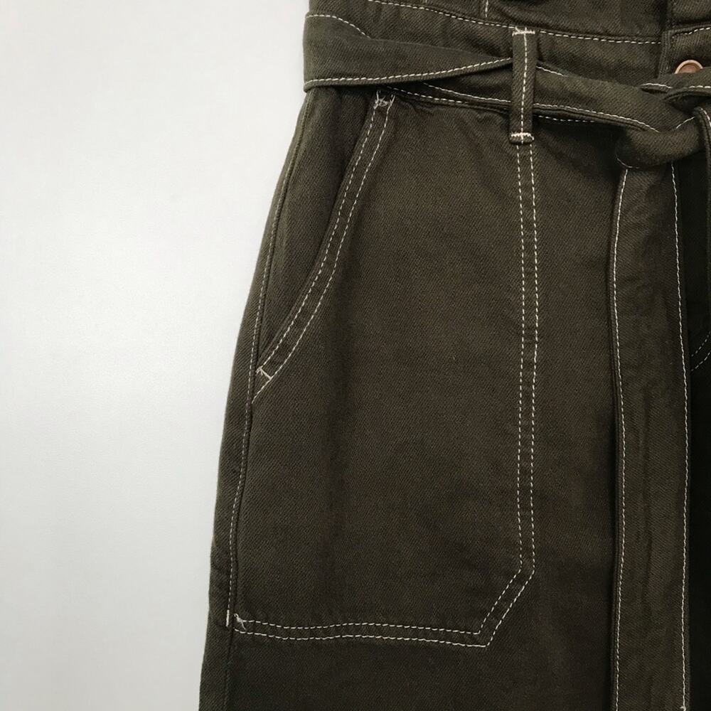 NWT Free People Splendor In The Grass Skirt Green Paper Bag Waist Boho Size 2 - Picture 6 of 9
